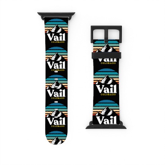 Vail Colorado Usa Ski Resort 1980S Retro Gift Watch Bands For Apple Watch