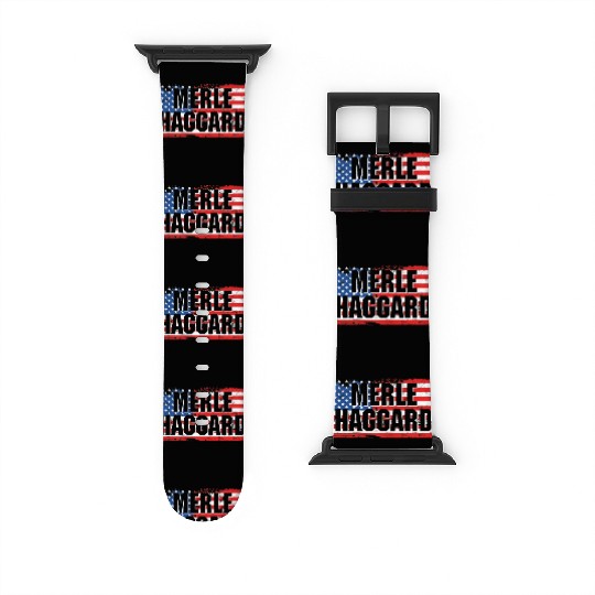 Vintage Graphic Merle Haggard On Flag Watch Bands For Apple Watch
