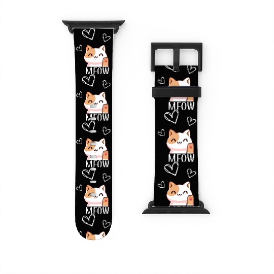 meow - cute cat - kitten Watch Bands For Apple Watch