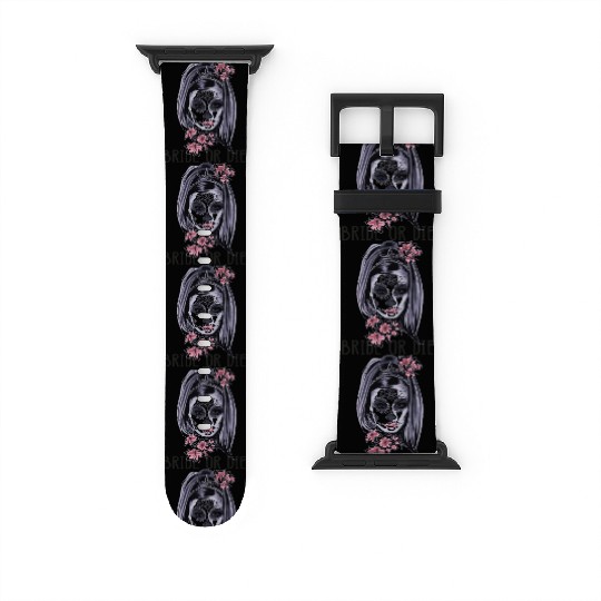 Womens Bride Or Die Halloween Skeleton face girl Watch Bands For Apple Watch