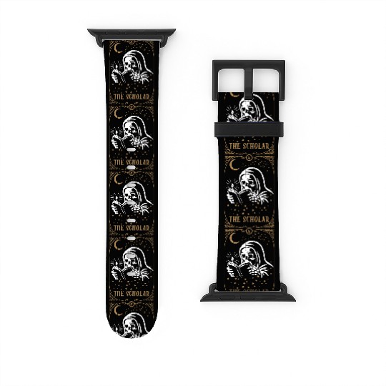 Skeleton Scholar Tarot Card Occult Club Gothic Watch Bands For Apple Watch