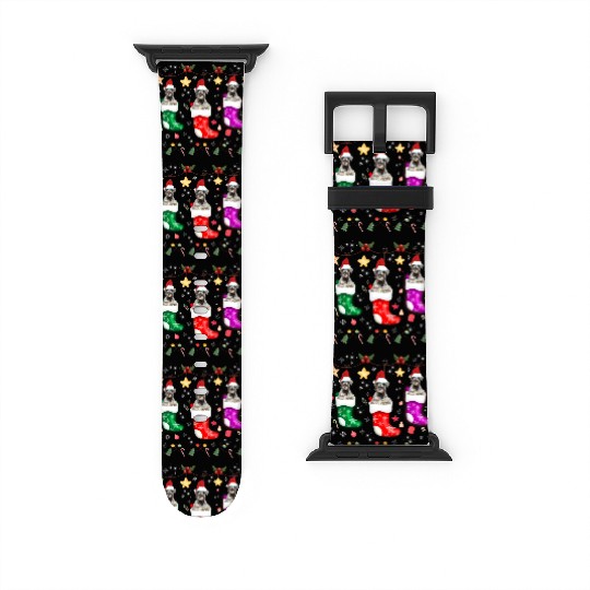 Miniature Schnauzer Christmas Lights Funny Xmas Watch Bands For Apple Watch