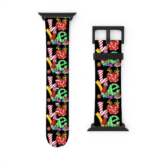 Love Teacher Math Christmas Teacher Life Matching Watch Bands For Apple Watch