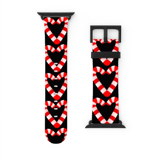 Candy Cane Hearts Watch Bands For Apple Watch Christmas Xmas Holidays