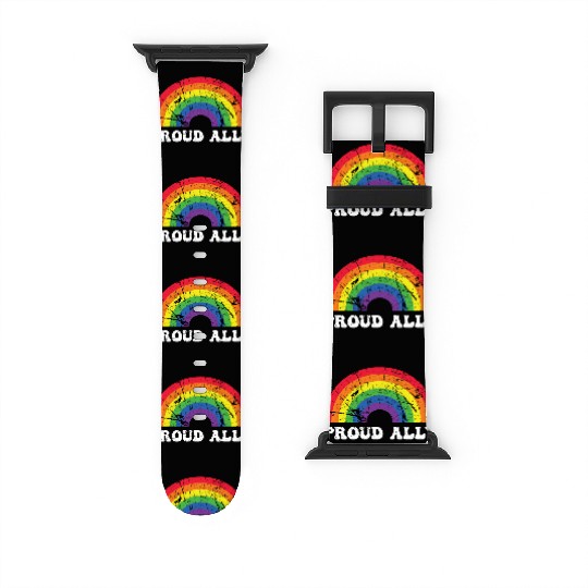 Proud Ally Lgbt Ally Rainbow Pride Month Gay Watch Bands For Apple Watch