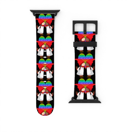 Biracial Lesbian Gnome Valentine Couple Mixed LGBT Watch Bands For Apple Watch
