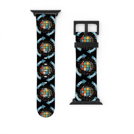 Eat Sleep Solve Repeat Math Speed Cubing Genie Watch Bands For Apple Watch