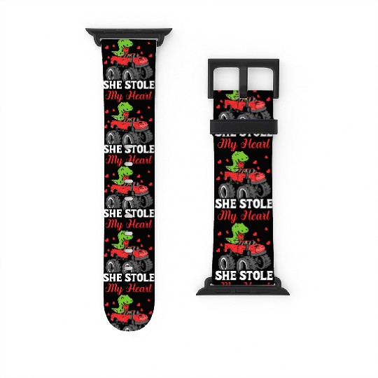 She Stole My Heart Dinosaur T-Rex Truck Watch Bands For Apple Watch