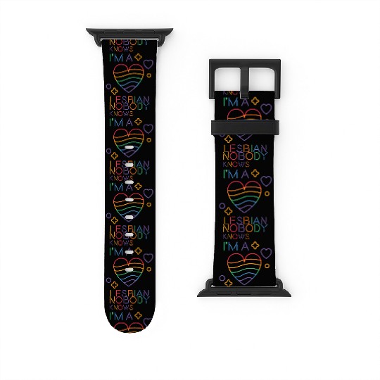 Nobody Knows I'm Lesbian LGBT Pride Month Rainbow Watch Bands For Apple Watch