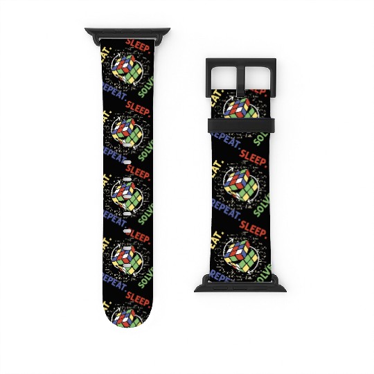 Eat Sleep Solve Repeat Math Speed Cubing Genie Watch Bands For Apple Watch