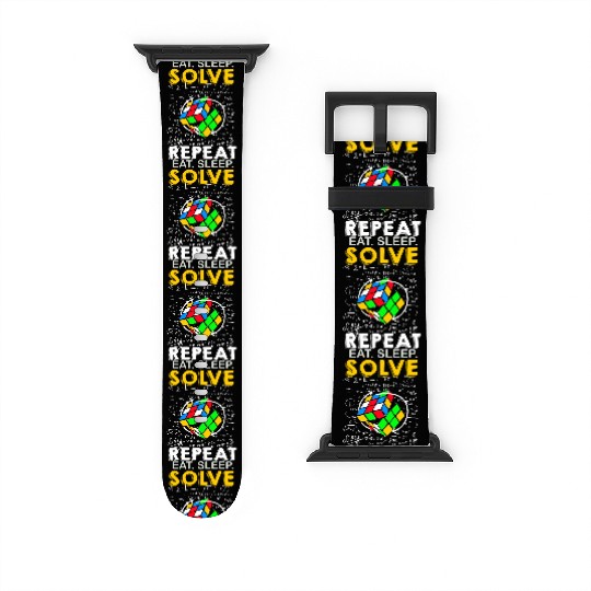 Eat Sleep Solve Repeat Math Speed Cubing Genie Watch Bands For Apple Watch