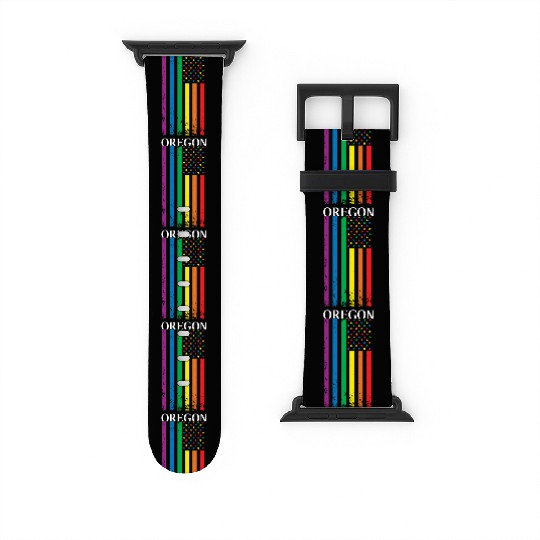 Oregon Pride Month Pride Flag LGBT Community LGBTQ Watch Bands For Apple Watch