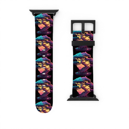 Synthwave Bonsai Tree Watch Bands For Apple Watch