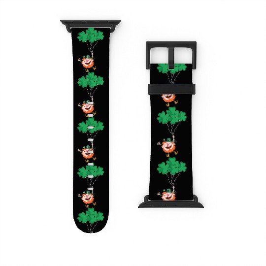 Lerechaun Hanging On Clover Balloons - St Patricks Watch Bands For Apple Watch