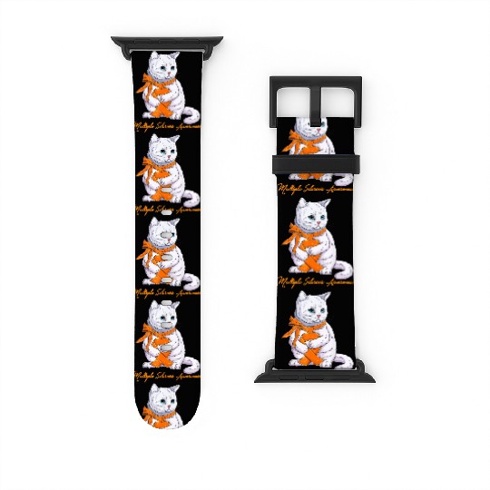Multiple Sclerosis MS Awareness Cute Cat Wear Oran Watch Bands For Apple Watch