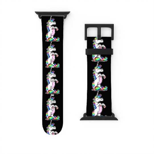 A Unicorn With Rainbow-Colored Mane And Tail Watch Bands For Apple Watch