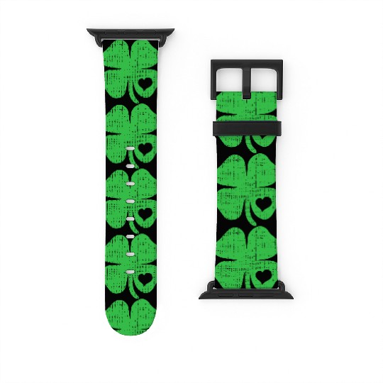 Green Four Leaf Clover Heart - St Patricks Day4 le Watch Bands For Apple Watch