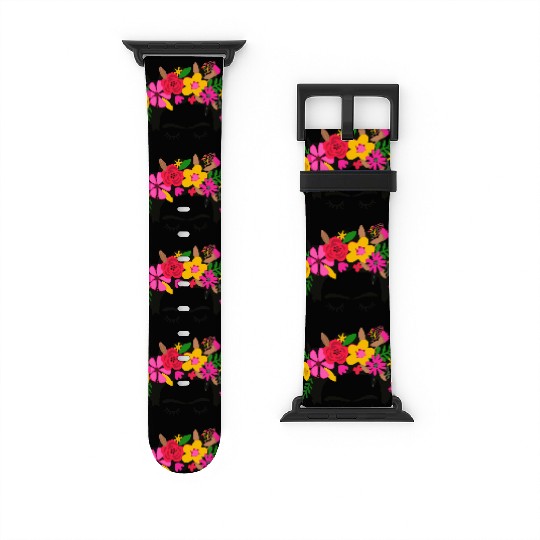Frida Kahlo Illustration Floral Boho Style Mexican Watch Bands For Apple Watch
