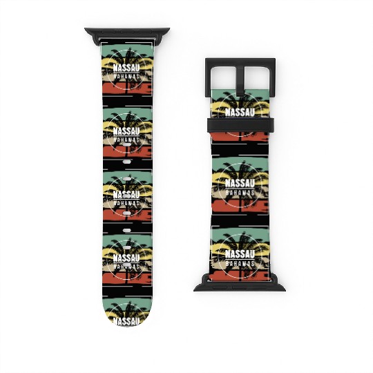 Nassau Bahamas Artistic Palm Tree Retro Watch Bands For Apple Watch