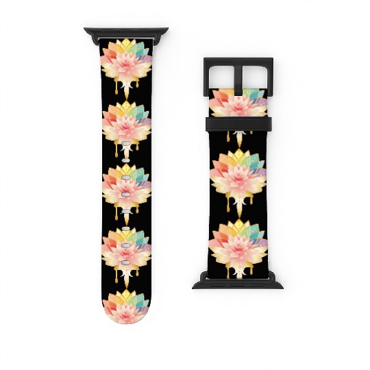 Lotus with golden flowers icon in pastel colors Watch Bands For Apple Watch