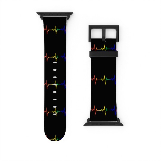 Gay Pride Heartbeat Rainbow Flag LGBT Watch Bands For Apple Watch