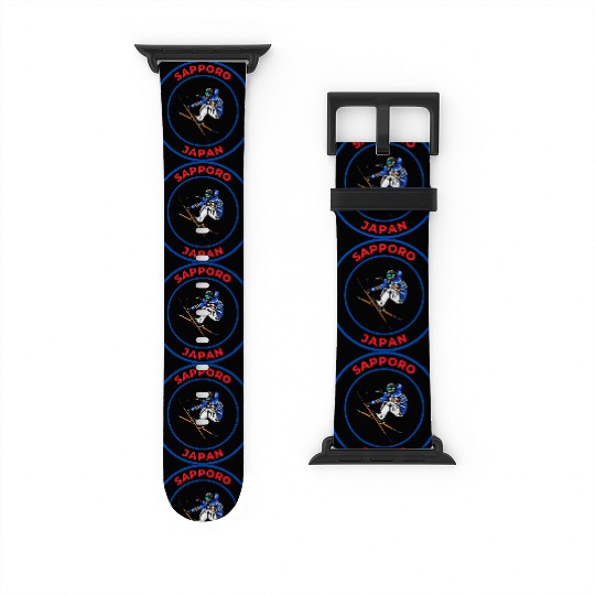 Retro Cool Skiing in Sapporo Japan Watch Bands For Apple Watch