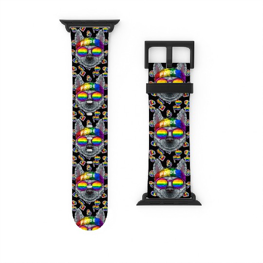 Lgbt Husky Gay Pride Month Dog Rainbow Lesbian Watch Bands For Apple Watch
