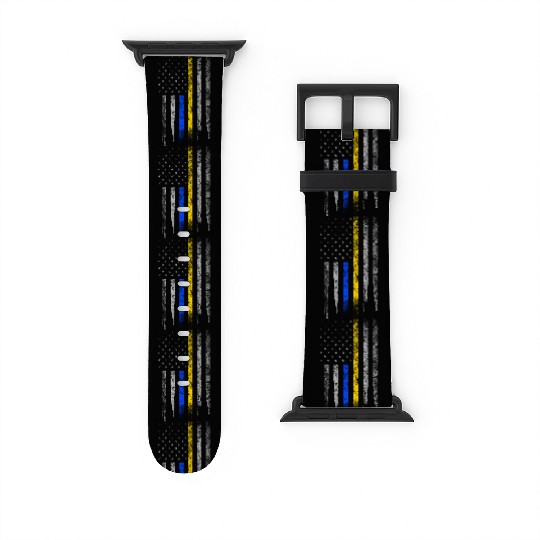 Gold Blue Line 911 Police Dispatcher First Watch Bands For Apple Watch