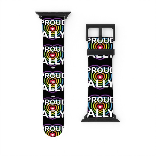 Proud Ally Rainbow Heart LGBTQIA Pride Month v02 Watch Bands For Apple Watch