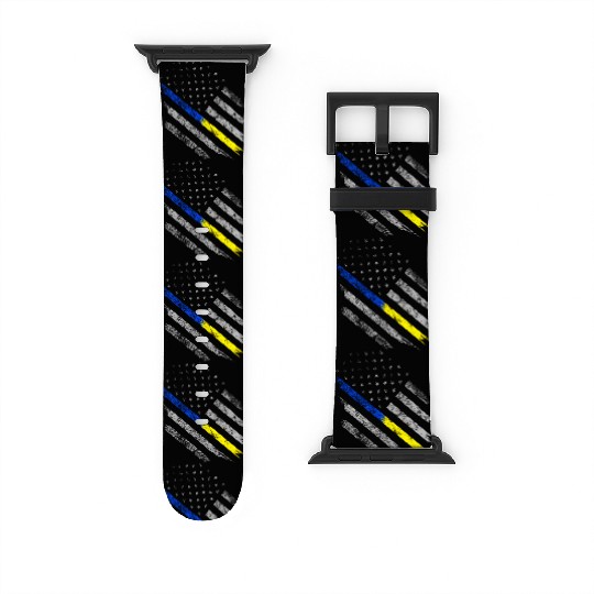 Gold Blue Line 911 Police Dispatcher First Watch Bands For Apple Watch