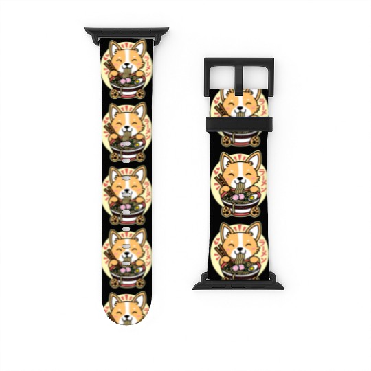Kawaii Ramen Anime Dog Corgi Japanese Noodles Watch Bands For Apple Watch