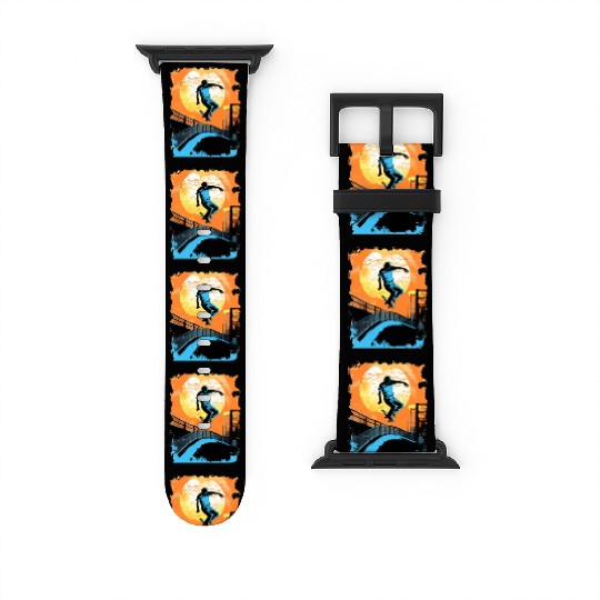 Skateboarding Skateboarder Tricks on Ramps Watch Bands For Apple Watch