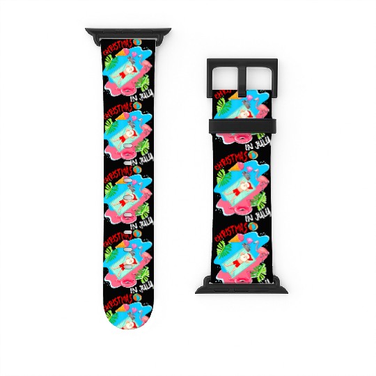 Christmas In July Santa Relaxing On Beach Cute Watch Bands For Apple Watch