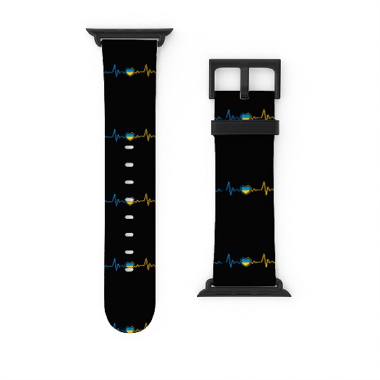 Ukrainian Flag Ukraine Heartbeat Ukrainian Herzsch Watch Bands For Apple Watch