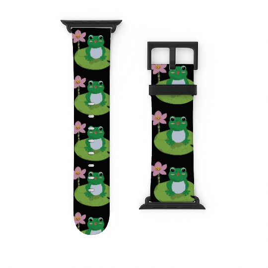 Green Frog on Lotus Leaf vector. Watch Bands For Apple Watch