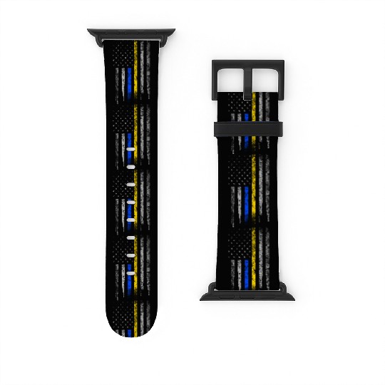 Gold Blue Line 911 Police Dispatcher First Watch Bands For Apple Watch