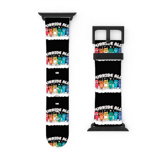Purride Ally Cat Rainbow LGBT Pride Month Feline Watch Bands For Apple Watch