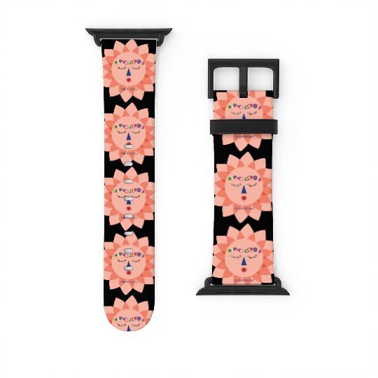 Colorful Cute Funny Sun Frida Kahlo Portrait Viva Watch Bands For Apple Watch