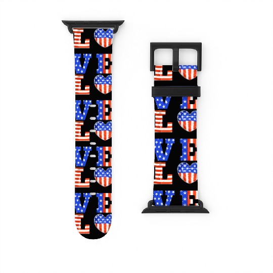 LOVE America Independence Day USA Patriots Watch Bands For Apple Watch