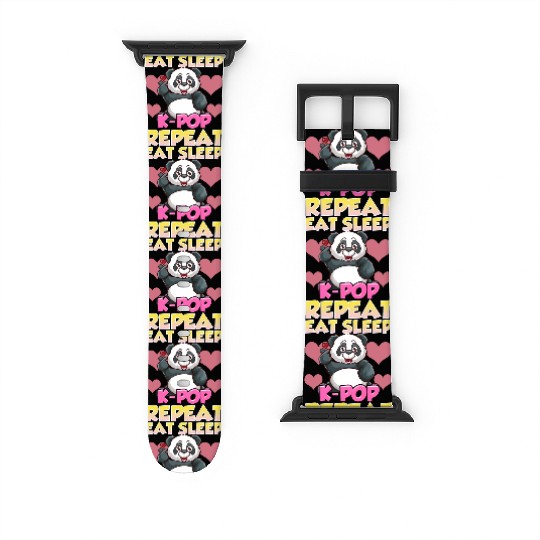 Cute Eat Sleep K Pop Repeat Kawaii Panda Kpop Watch Bands For Apple Watch