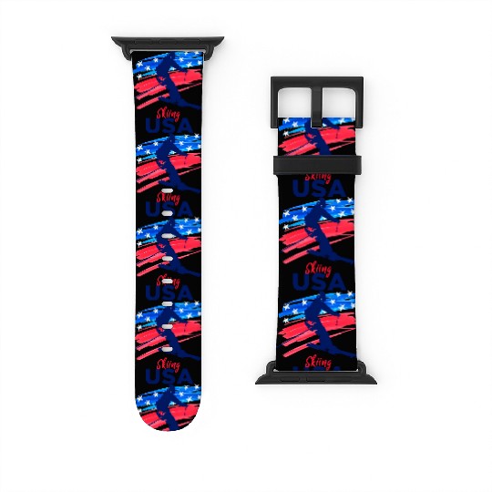 Skiing Usa Support The Team Usa Flag Ski Winter Watch Bands For Apple Watch