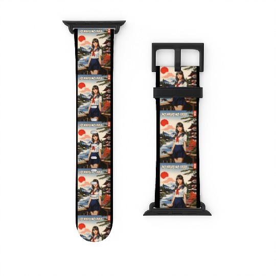 Funny Retro Art Style Anime Girl Japan Waifu Humor Watch Bands For Apple Watch