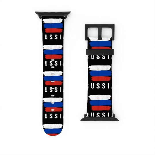 Painted Russia Flag Russian Flag Fan Watch Bands For Apple Watch