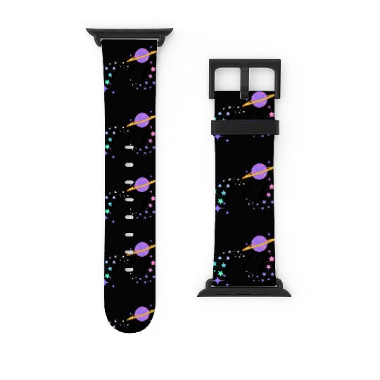 Angel Numbers 777 Purple Saturn with Stars Watch Bands For Apple Watch