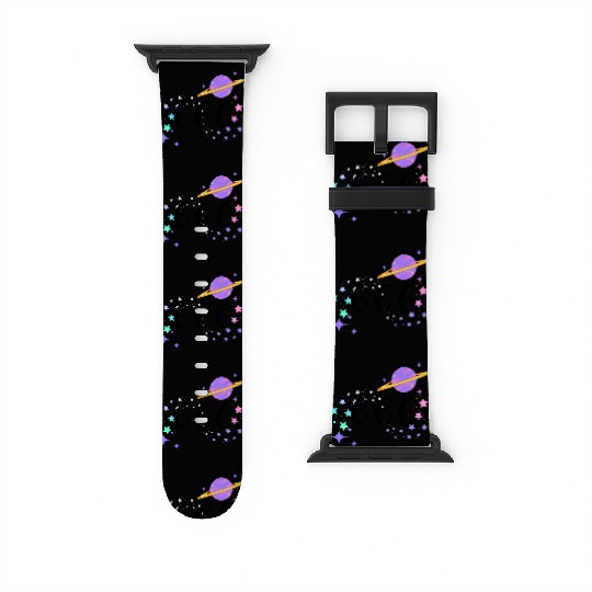 Angel Numbers 666 Purple Saturn with Stars Watch Bands For Apple Watch