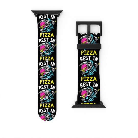 Rest In Pizza Art CartoonGrim Reaper Watch Bands For Apple Watch