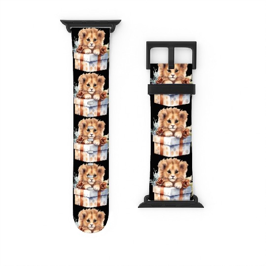 African Lion inside a Christmas gift box Watch Bands For Apple Watch