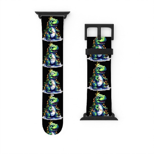 Dinosaur Christmas Tree T Rex Boys Girls Pajama Watch Bands For Apple Watch