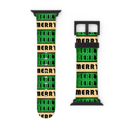 Merry Merry Merry Green and Gold Watch Bands For Apple Watch
