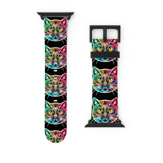 cat face neon design Watch Bands For Apple Watch